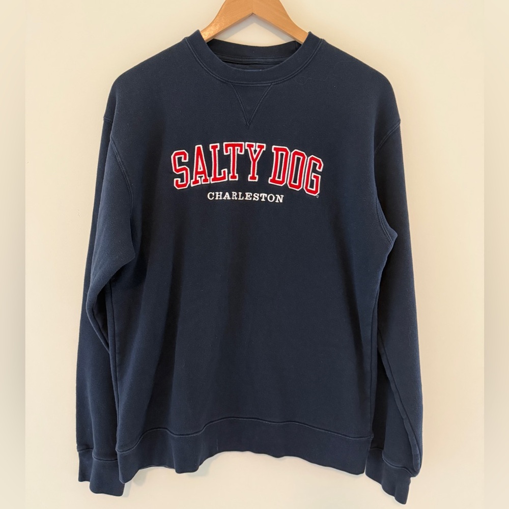 Salty Dog Cafe Crew Women's Navy Sweatshirt-Size Large